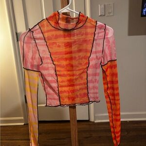 Princess Polly Pink and Orange Mesh Top
